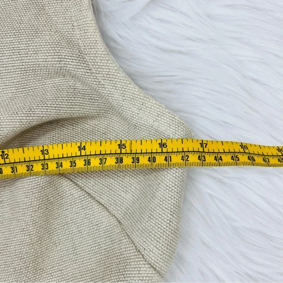 Banana Republic Linen Cotton Peplum Dress Oatmeal Color Size 10 - Picture 12 of 12